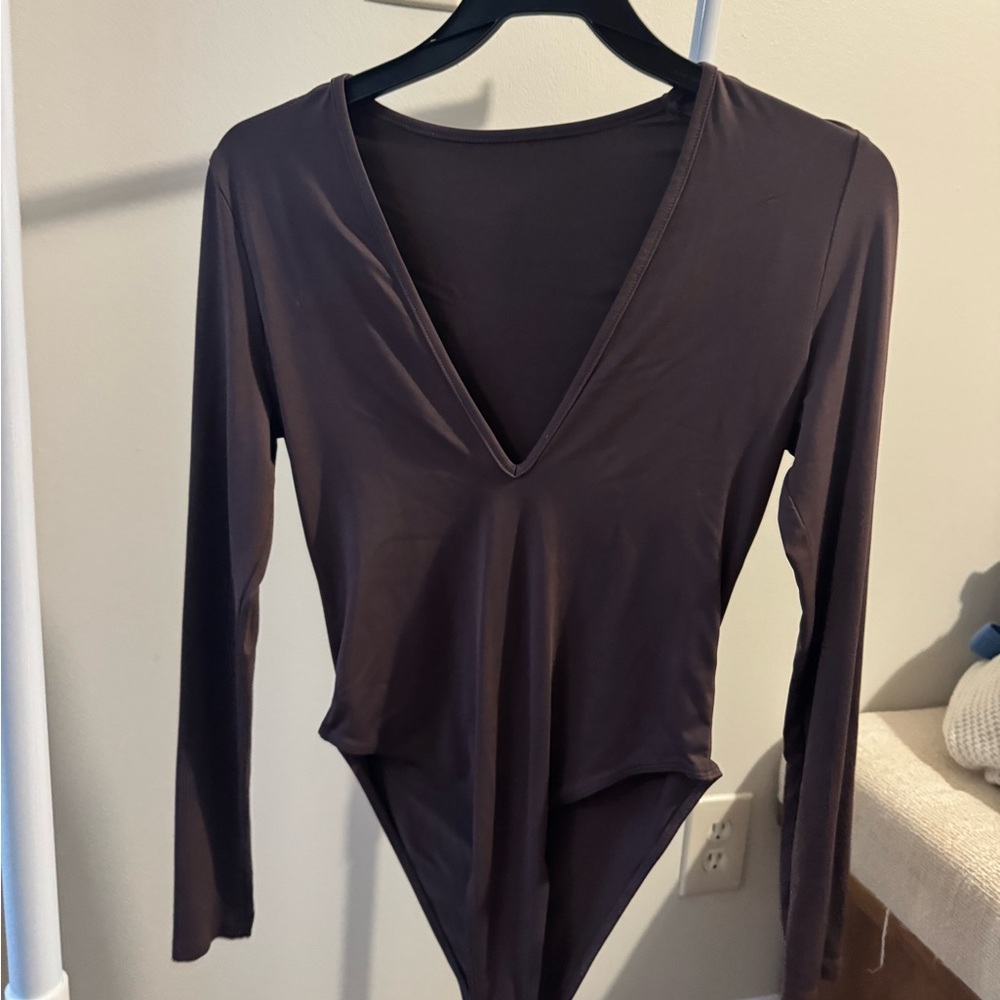 Elegant Brown V-Neck Women's Top